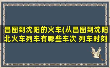 昌图到沈阳的火车(从昌图到沈阳北火车列车有哪些车次 列车时刻表查询)